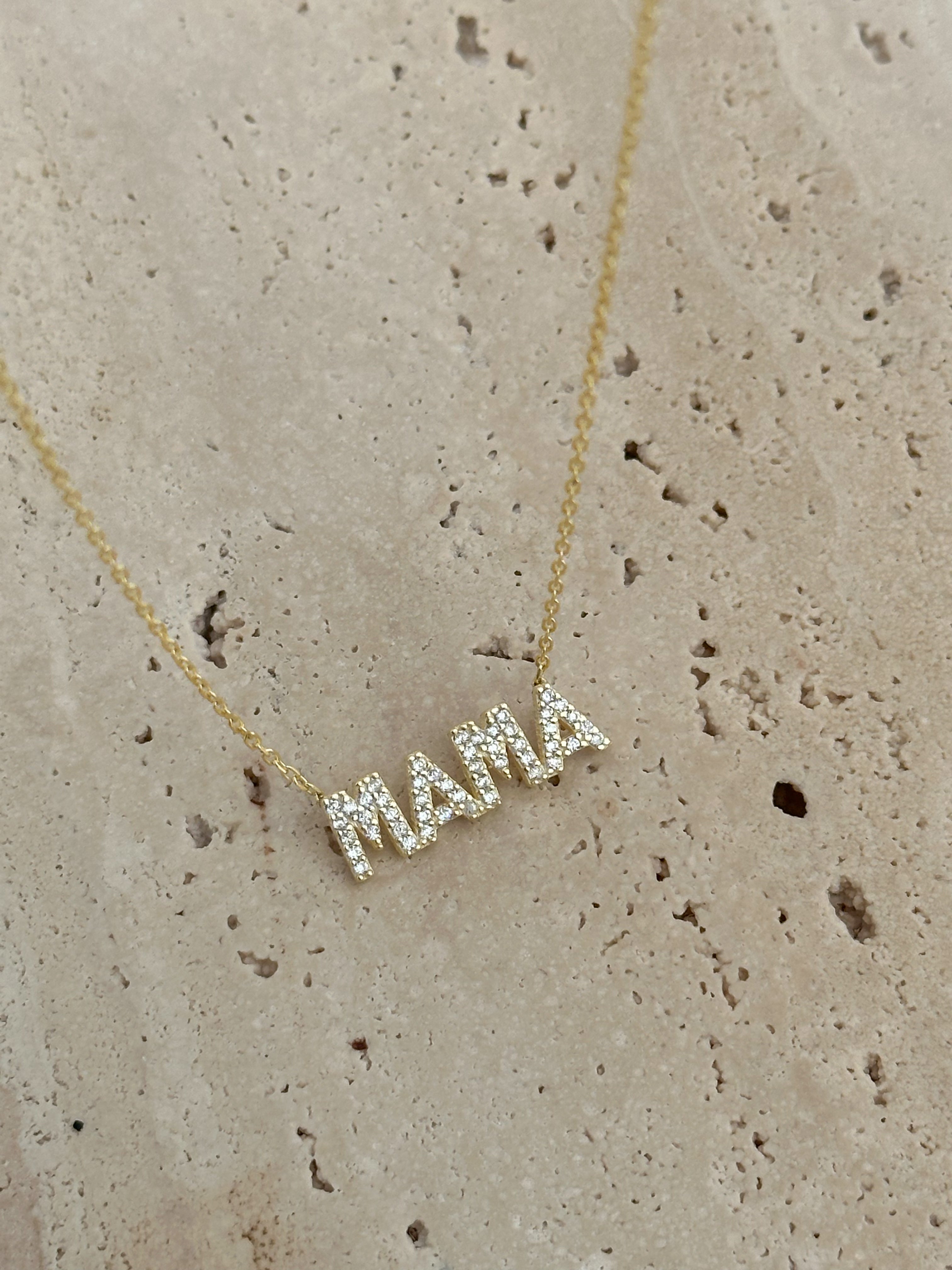 925 | Taşlı Mama Yazılı Kolye
