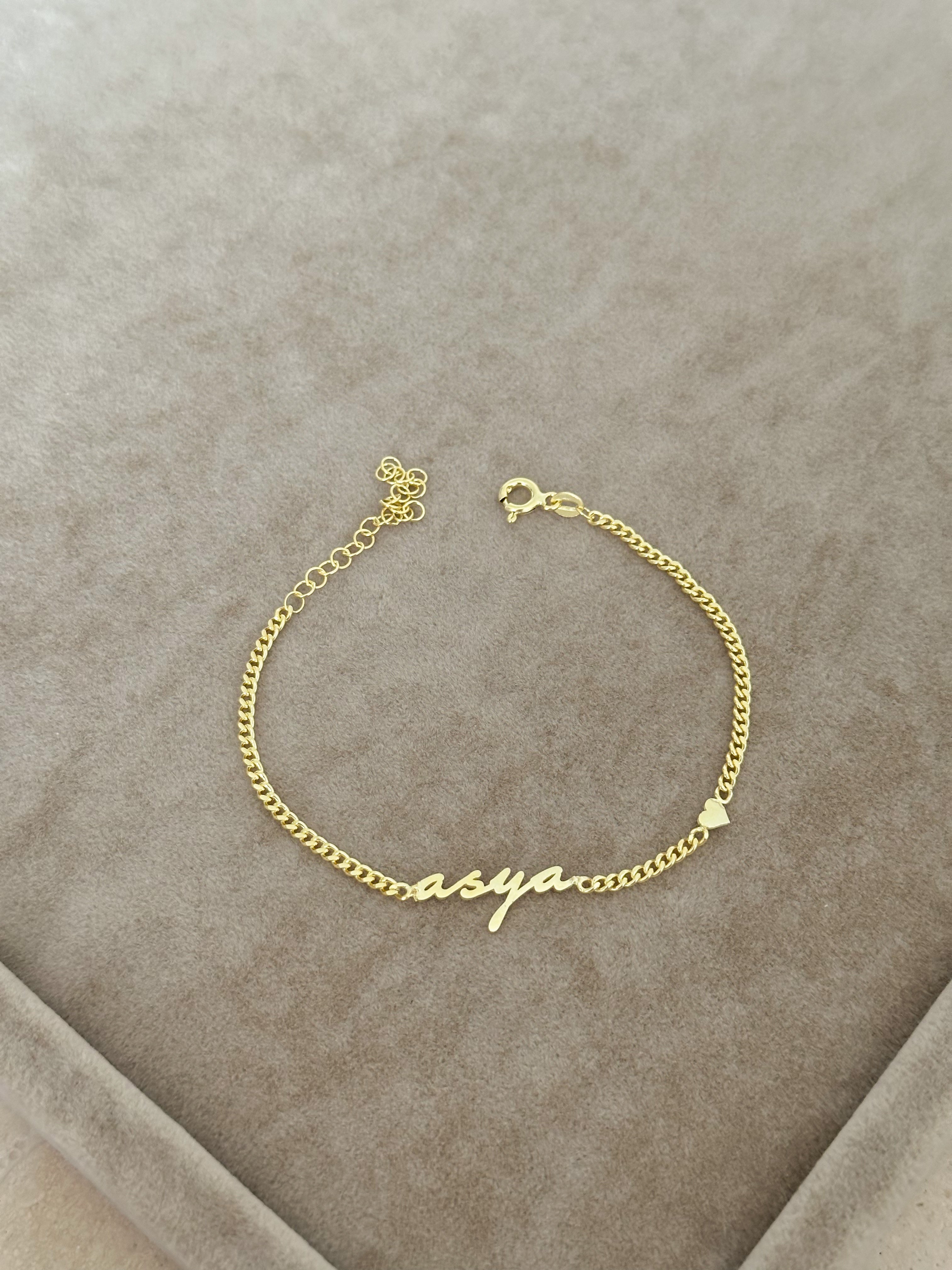 925 | Gurmet Zincirde Minimal İsim Bileklik