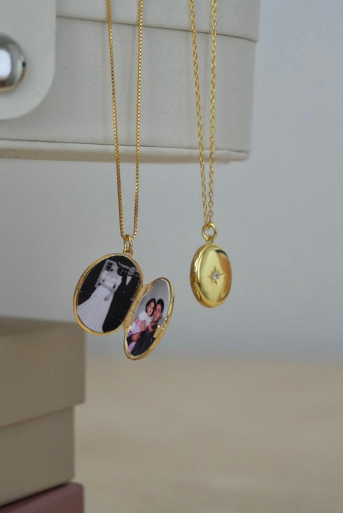 925 | Kuzey Yıldızlı Oval Fotoğralı Kolye