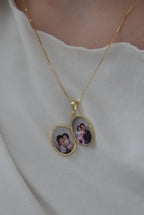 925 | Vintage Oval Fotoğraflı Kolye