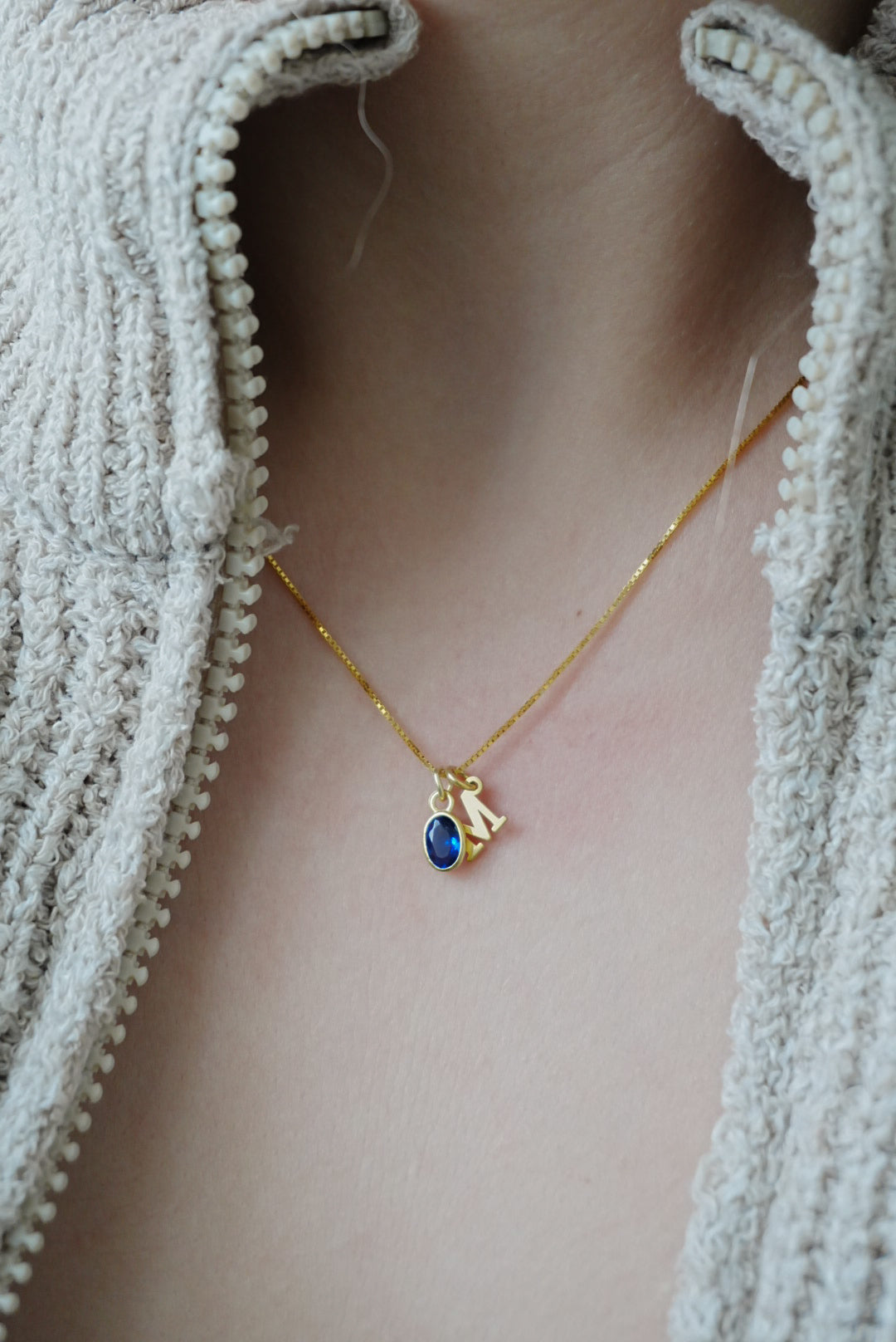 925 | Doğum Ayı Taşlı Minimal Harf Kolye