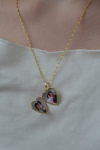 925 | Vintage Kalp Fotoğraflı Kolye