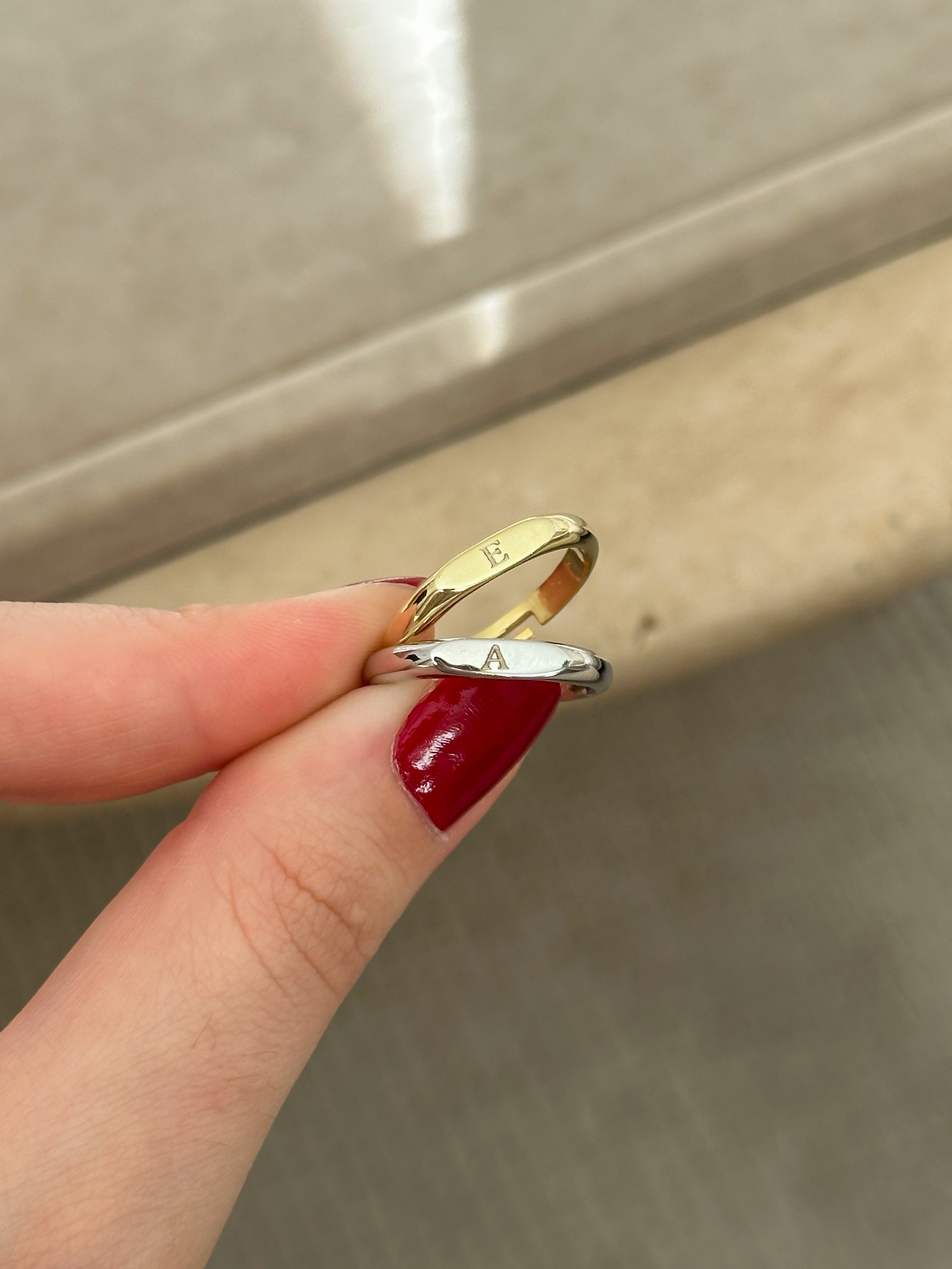 925 | Harfli Minimal Plaka Yüzük