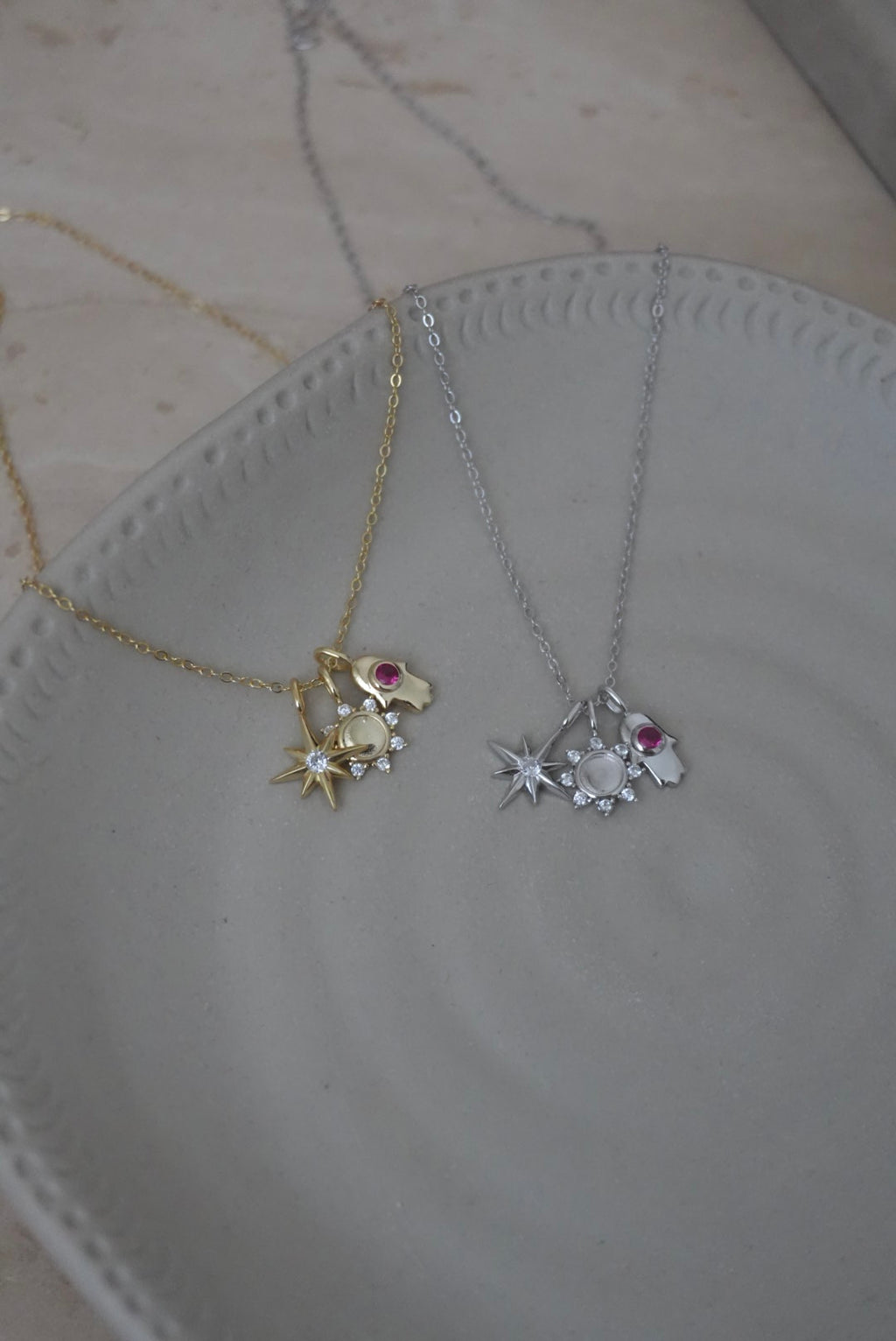 925 | Yıldız & Güneş & Hamsa Charm Kolye