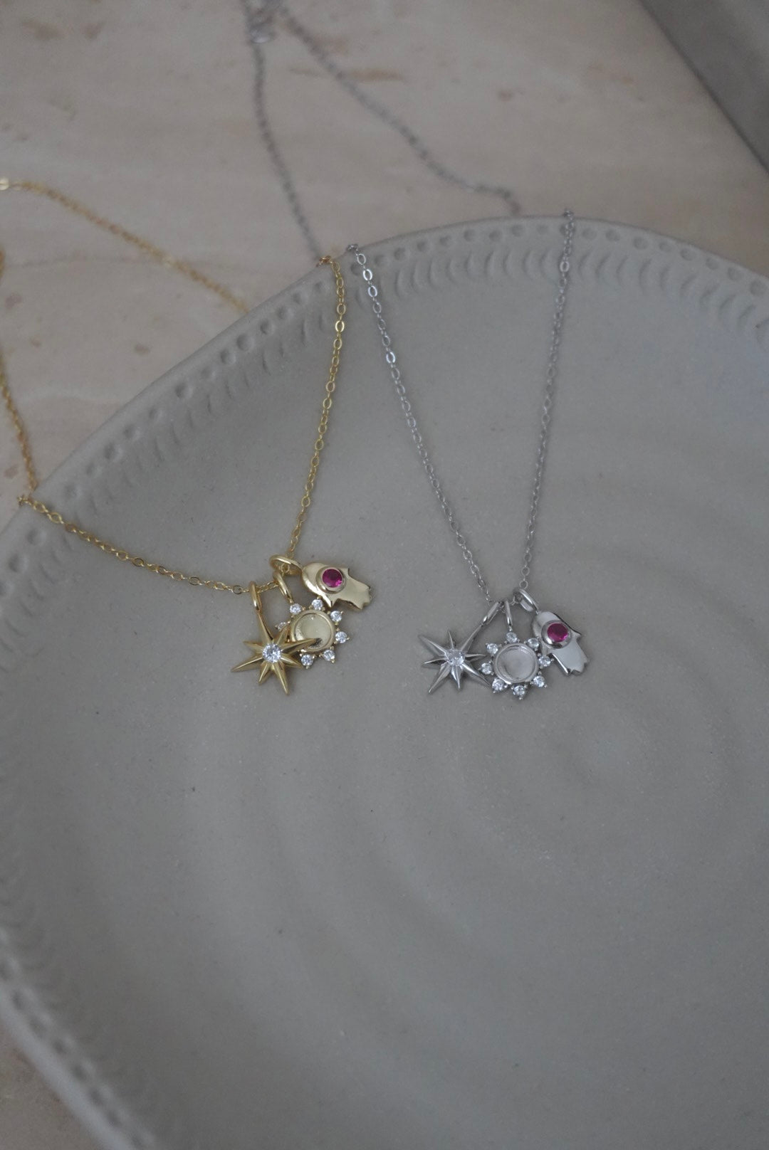 925 | Yıldız & Güneş & Hamsa Charm Kolye