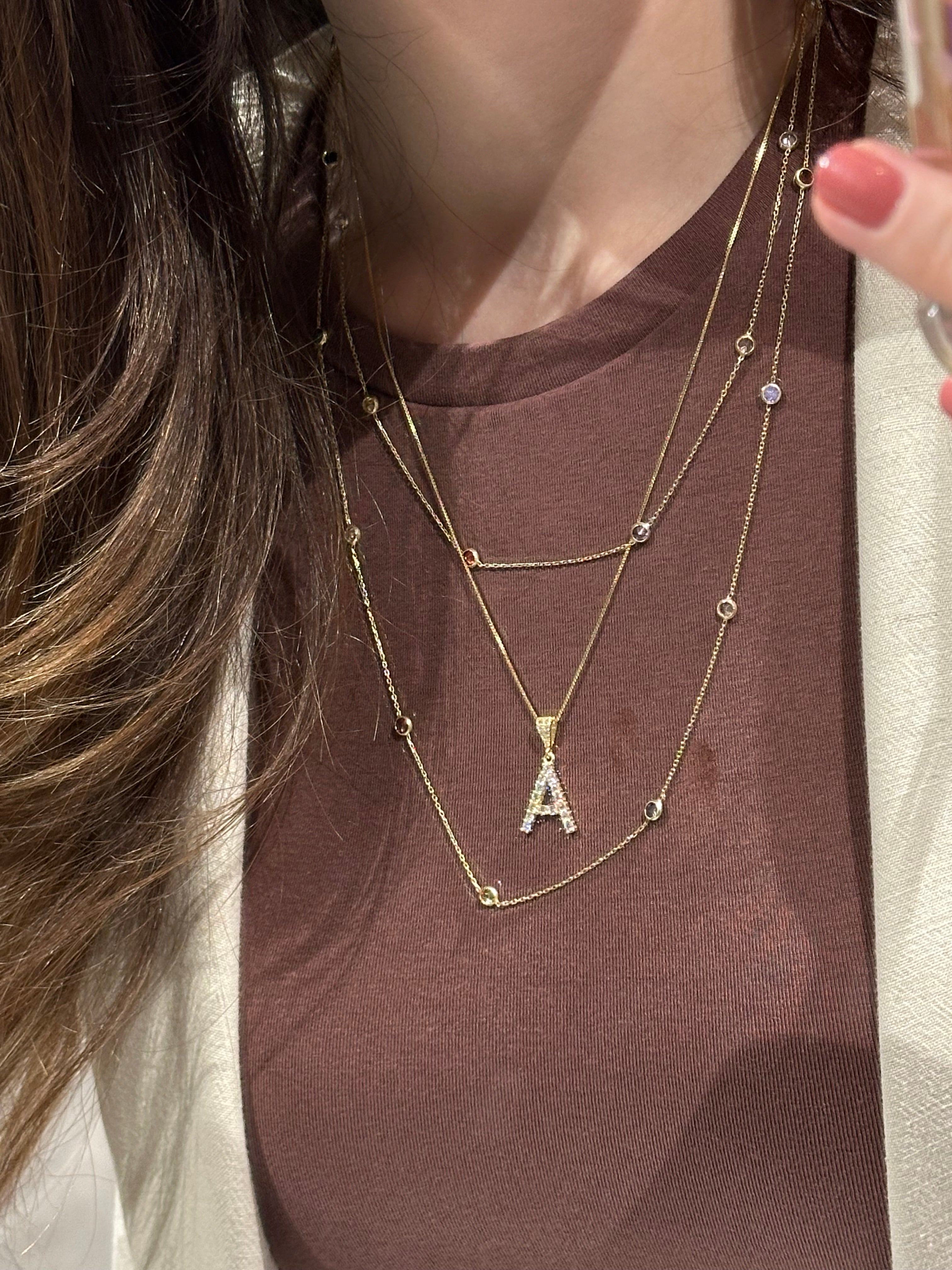 925 | Taşlı Büyük Harf Kolye