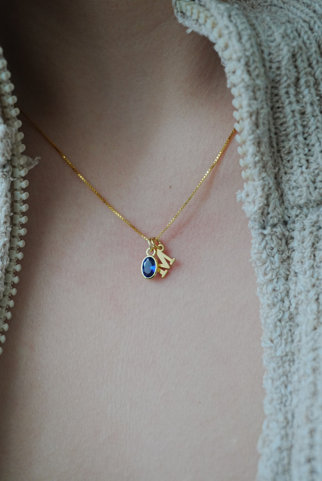 925 | Doğum Ayı Taşlı Minimal Harf Kolye