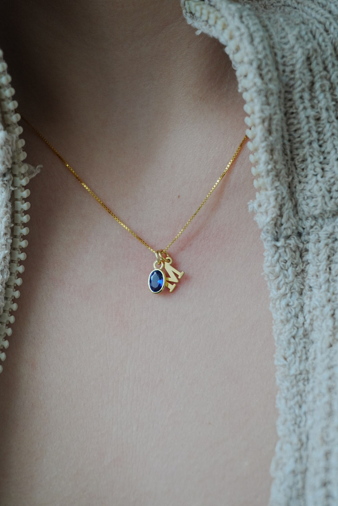 925 | Doğum Ayı Taşlı Minimal Harf Kolye