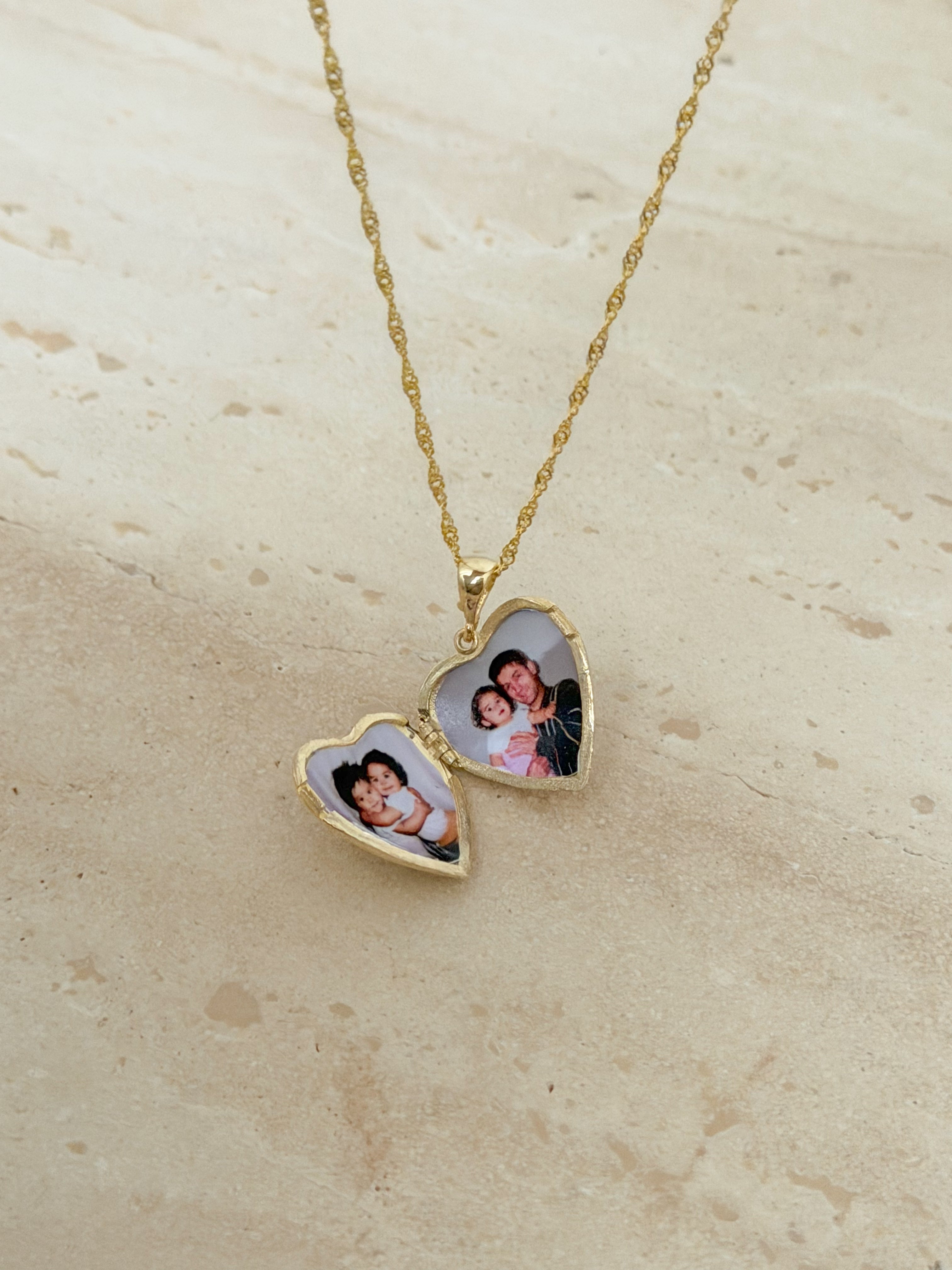 925 | Vintage Kalp Fotoğraflı Kolye