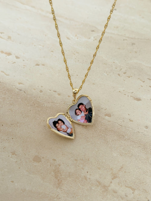 925 | Vintage Kalp Fotoğraflı Kolye