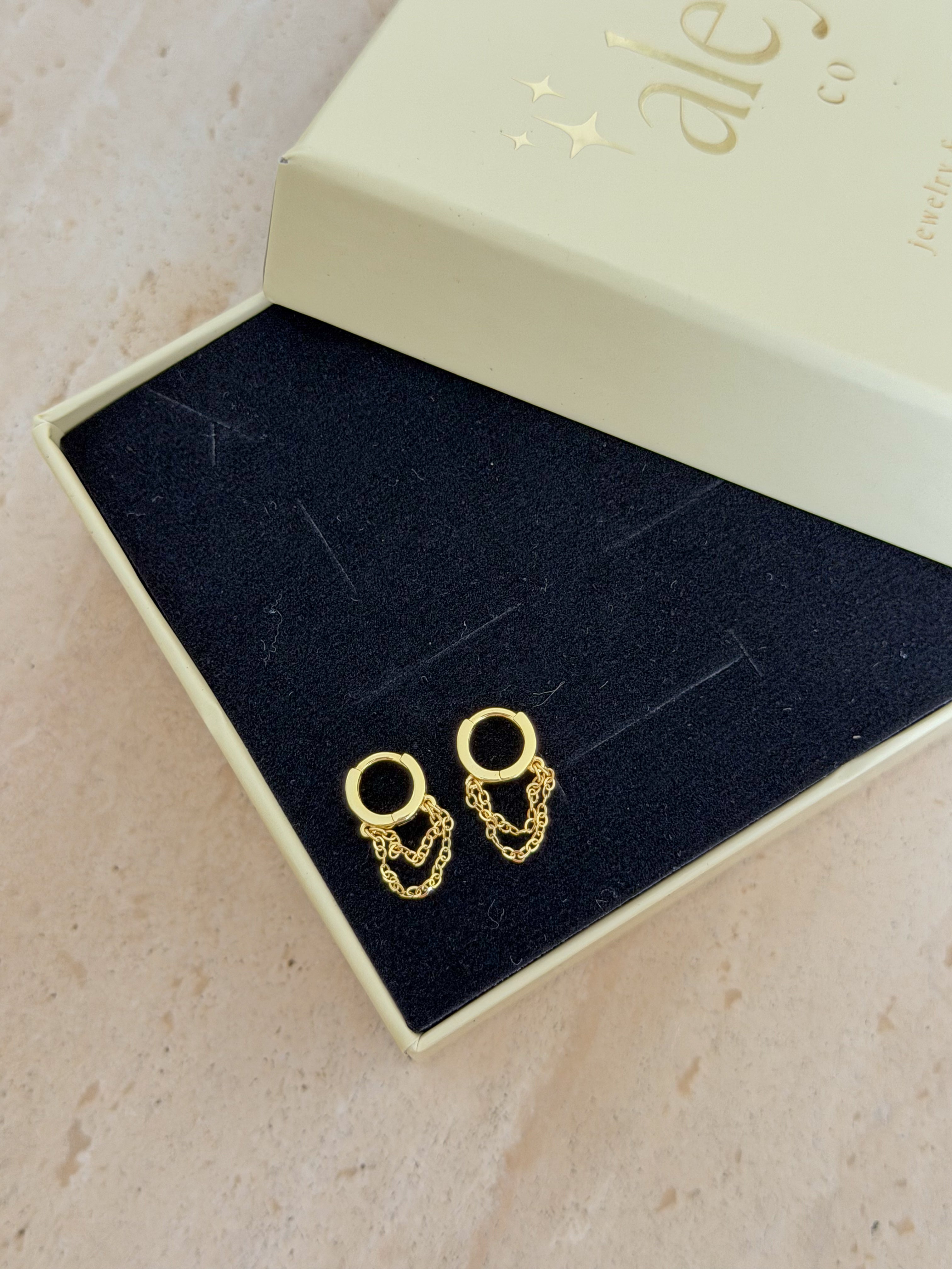 925 | Mini Zincir Sallantılı Halka Küpe
