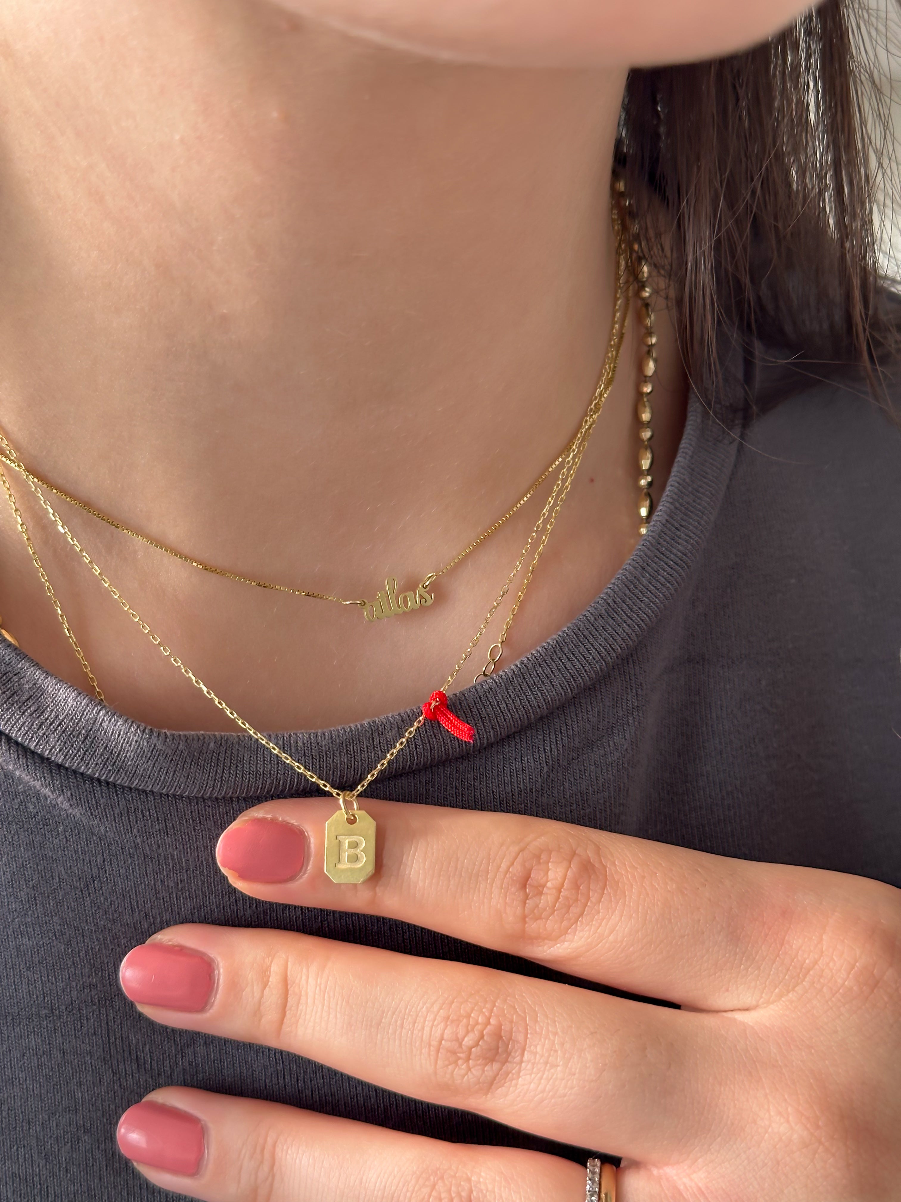 925 | Minimal Plaka Harf Kolye