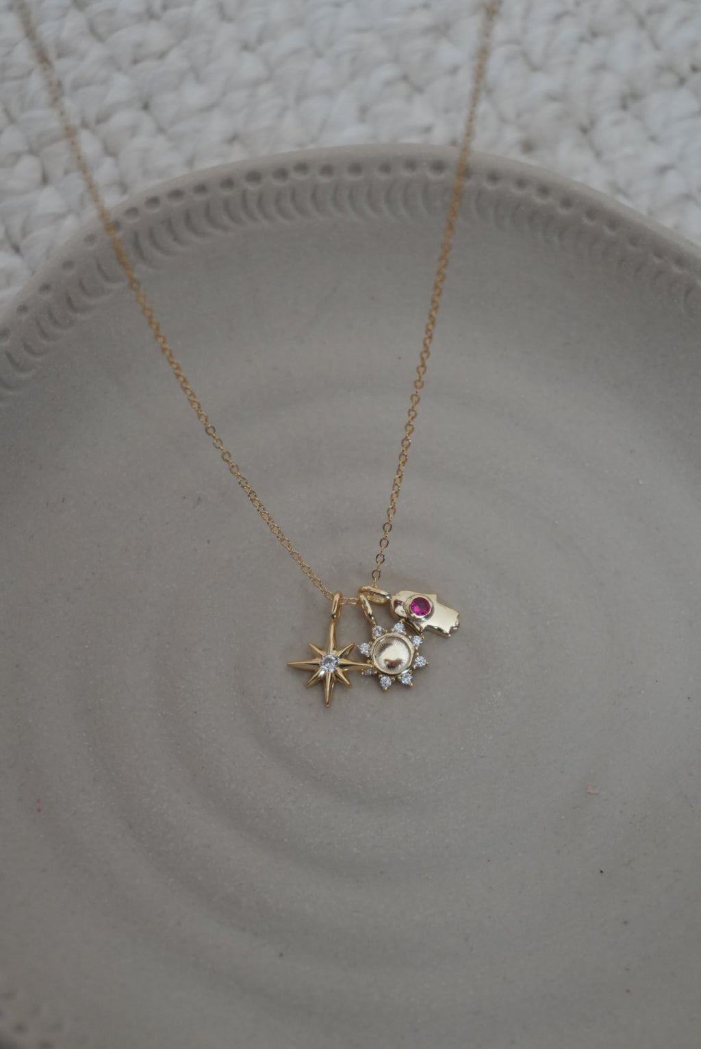 925 | Yıldız & Güneş & Hamsa Charm Kolye