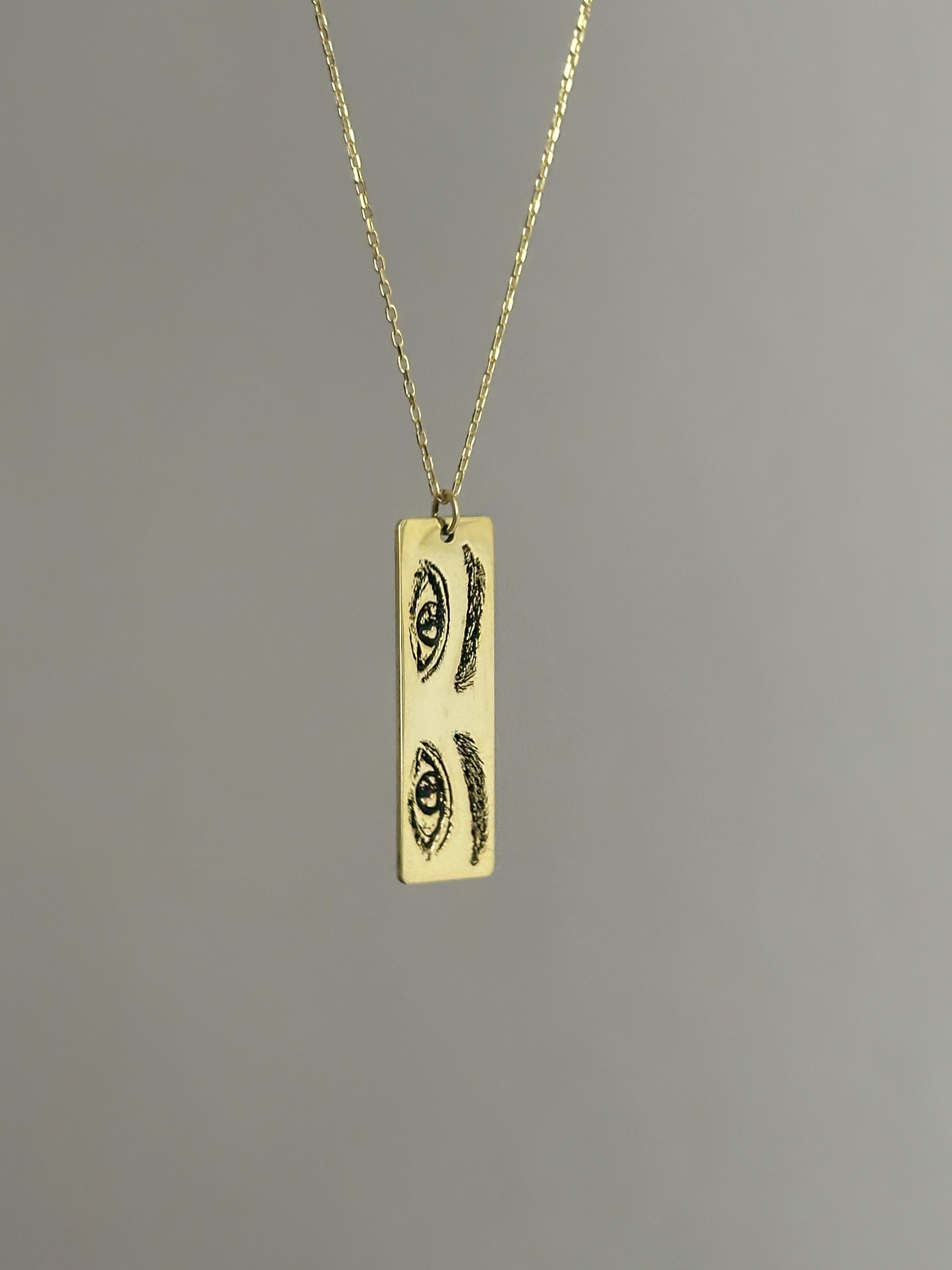 925 | Göz Çizim Plaka Kolye