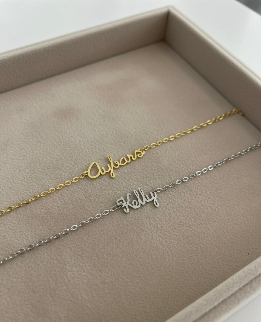 925 | Aynalı Zincirde Minimal İsim Bileklik