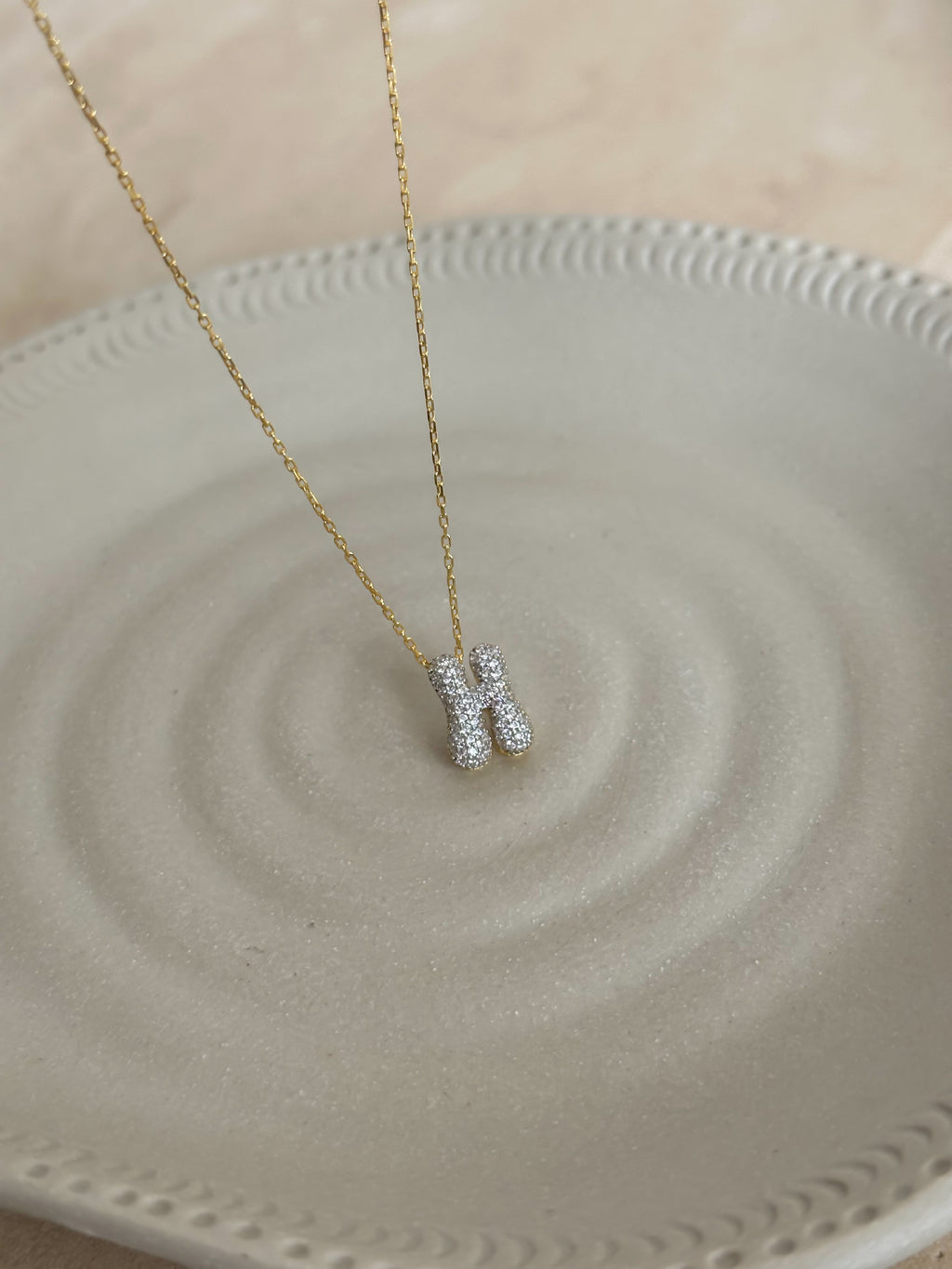 925 | Taşlı Mini Harf Kolye