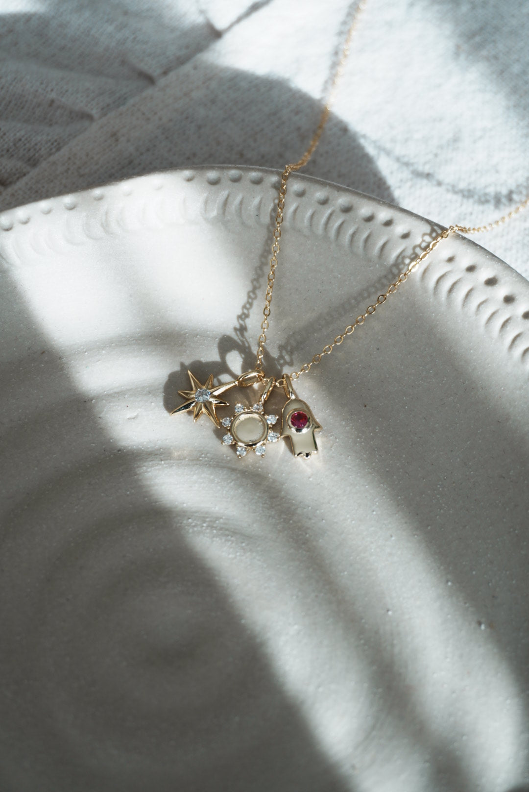 925 | Yıldız & Güneş & Hamsa Charm Kolye