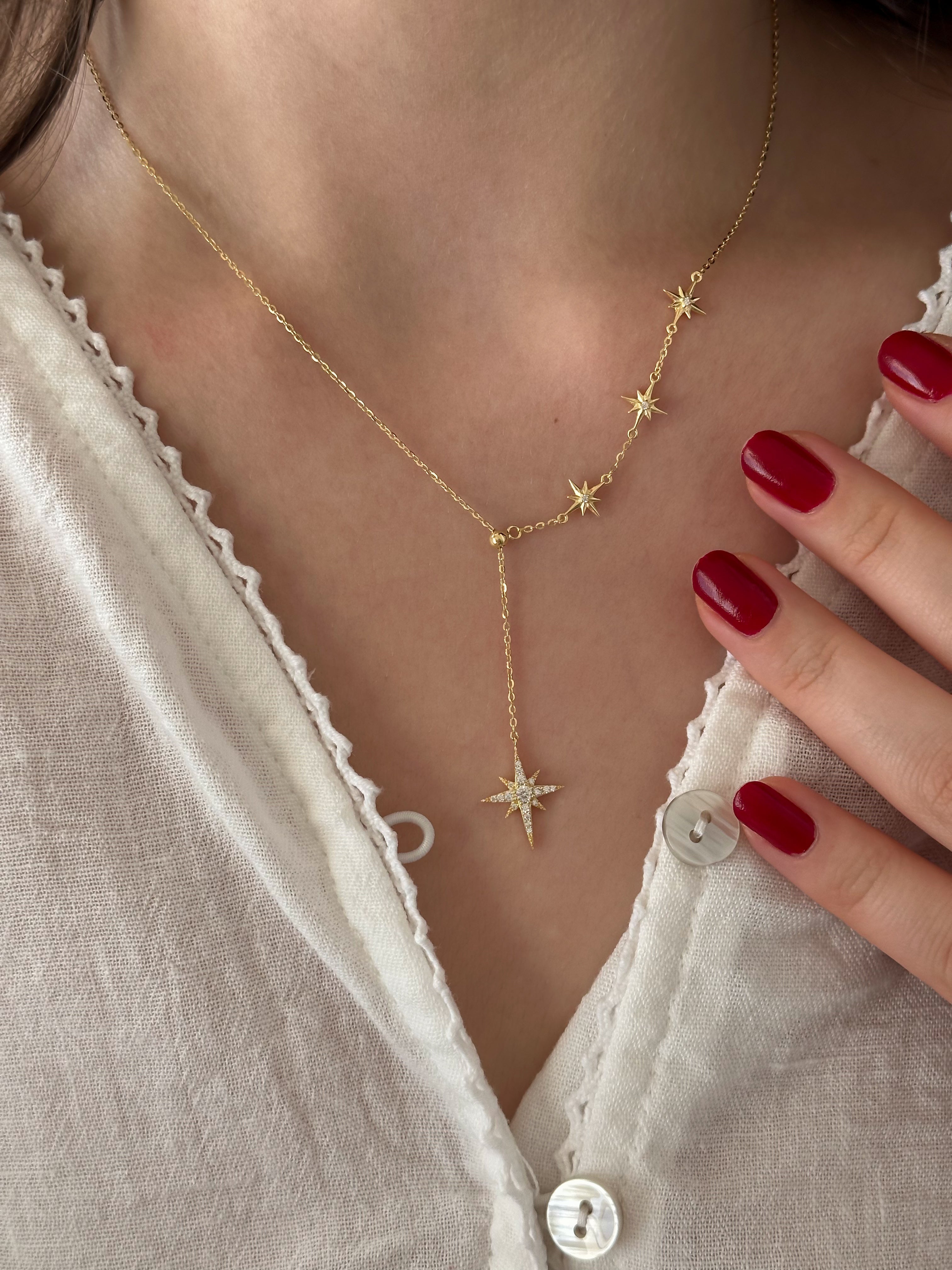 925 | Asansörlü Kuzey Yıldızı Kolye