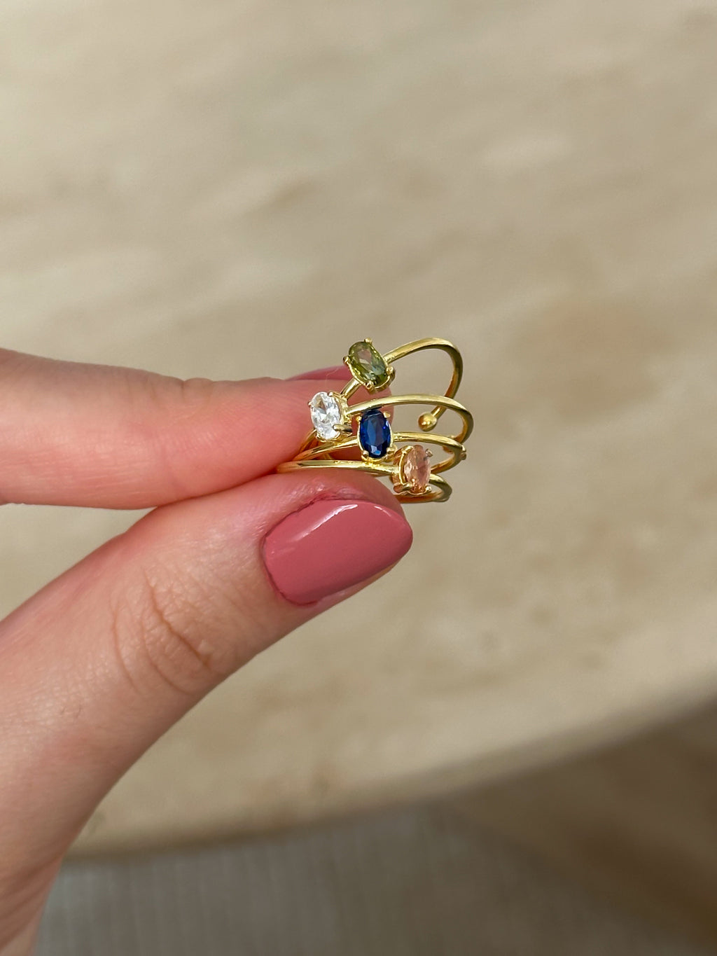 925 | Mini Oval Taşlı Serçe Parmak Yüzüğü