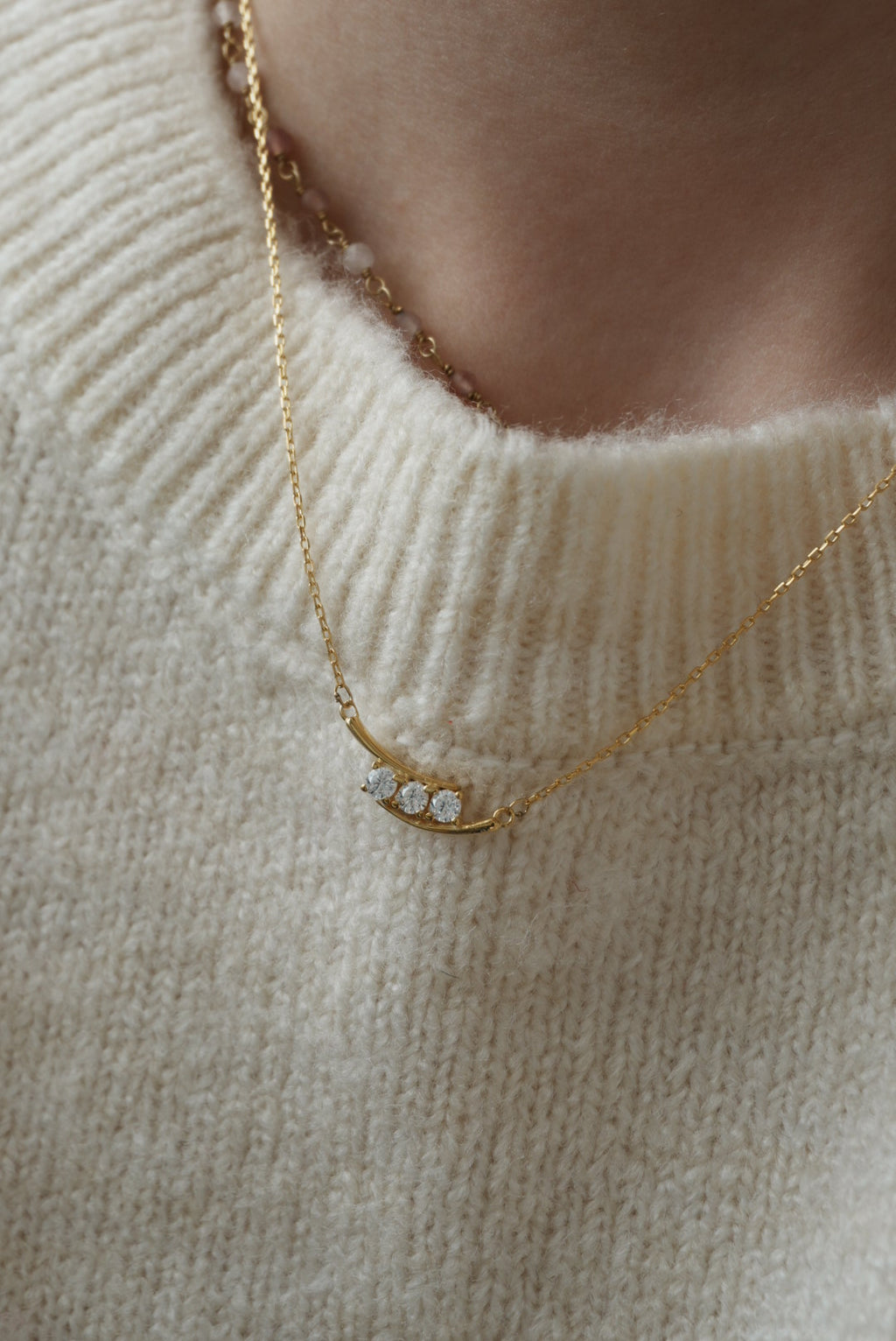 925 | Minimal 3 Taşlı Kolye