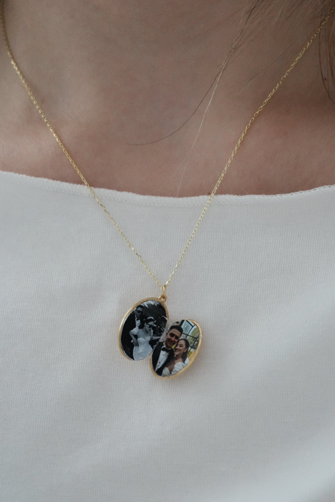 925 | Fotoğraflı İnce Oval Kolye
