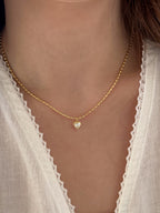 925 | Badem Zincirde Mini Kalp Kolye