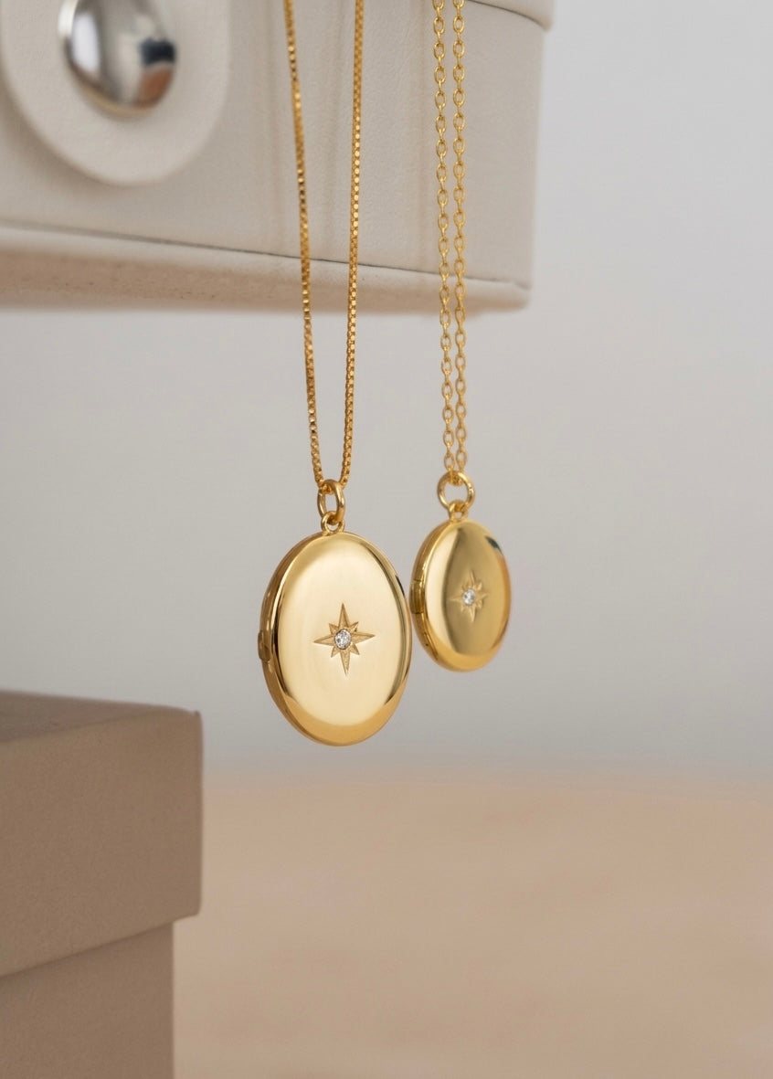 925 | Kuzey Yıldızlı Oval Fotoğralı Kolye