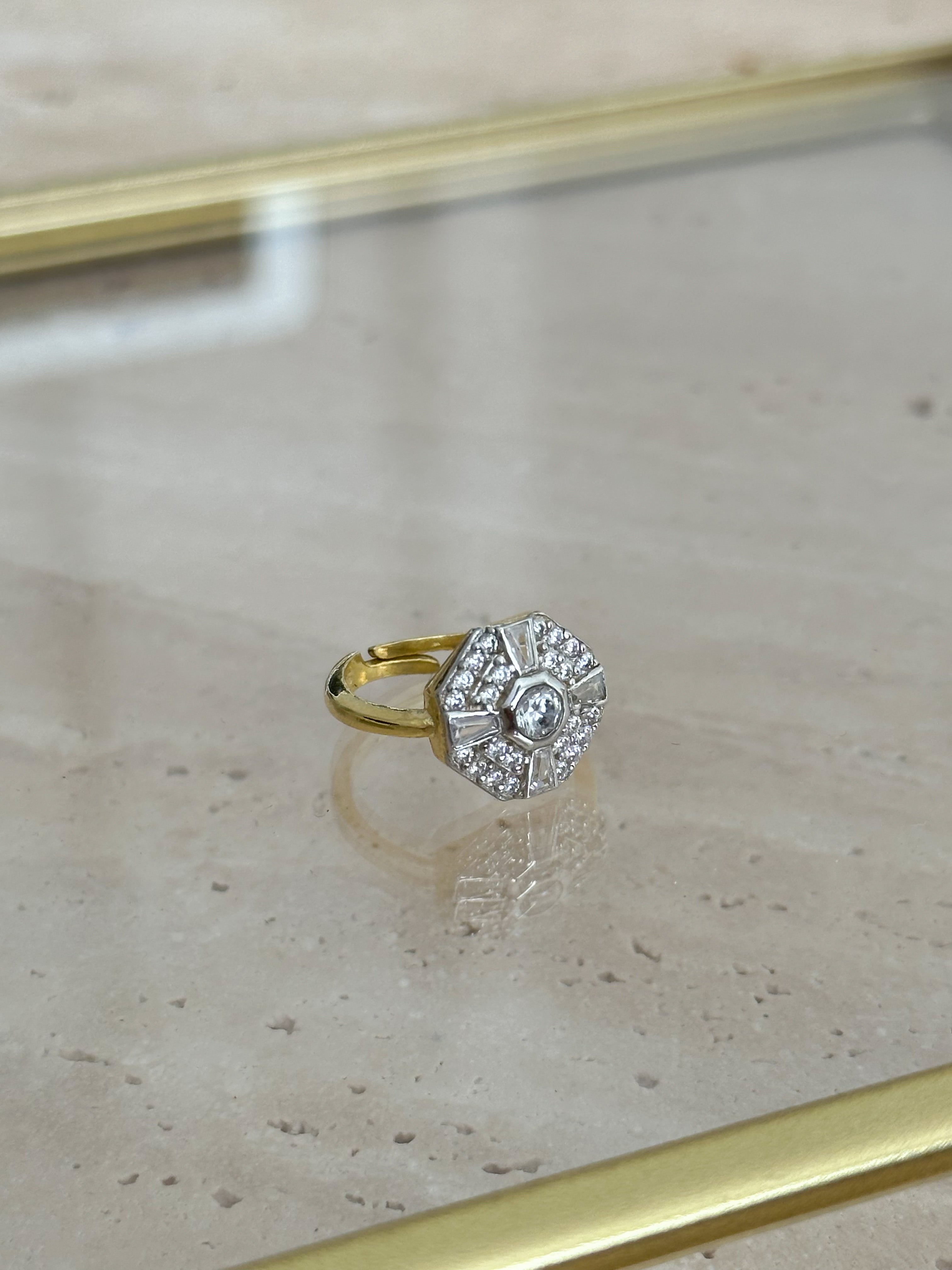 925 | Swarovski Taşlı Altıgen Yüzük