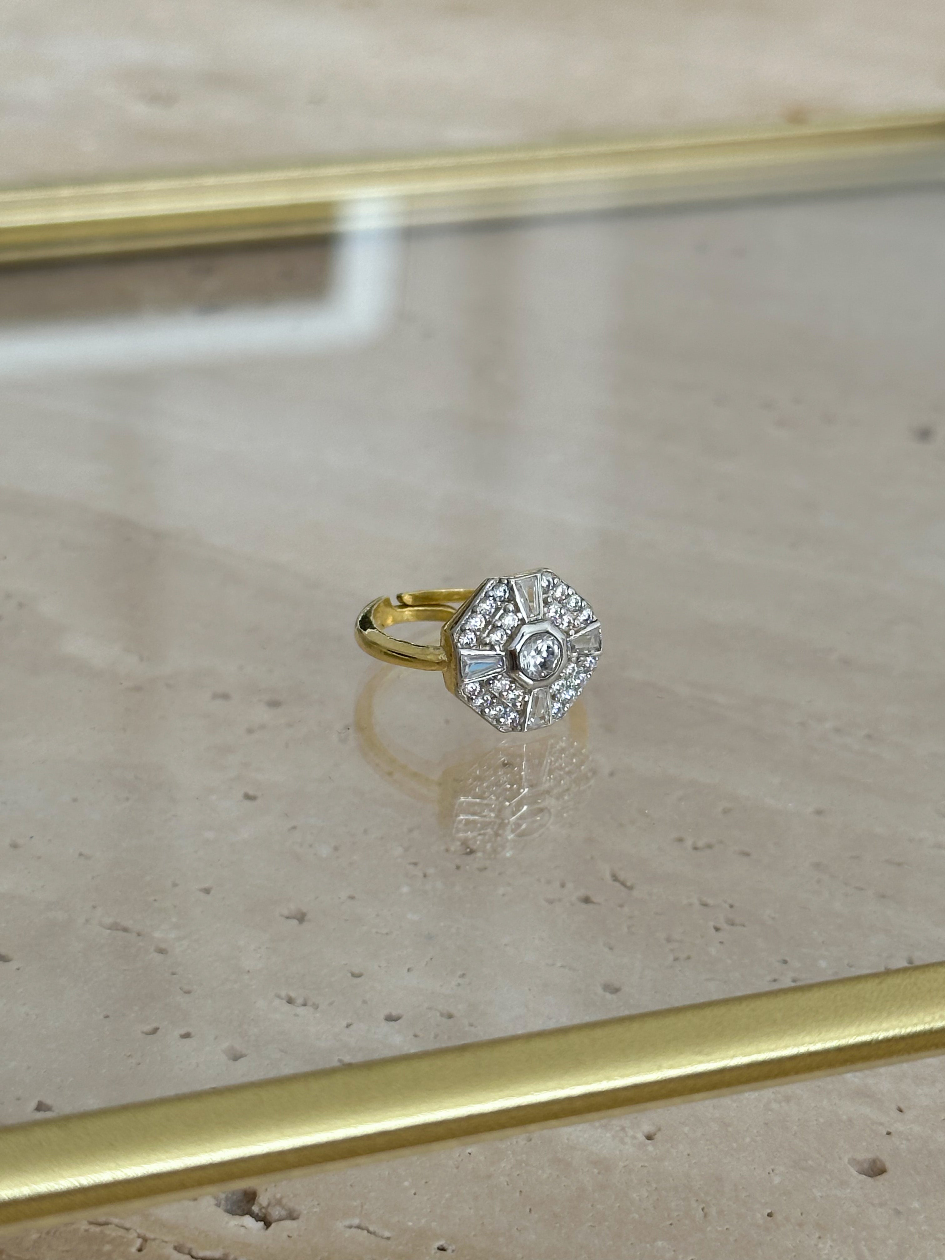 925 | Swarovski Taşlı Altıgen Yüzük
