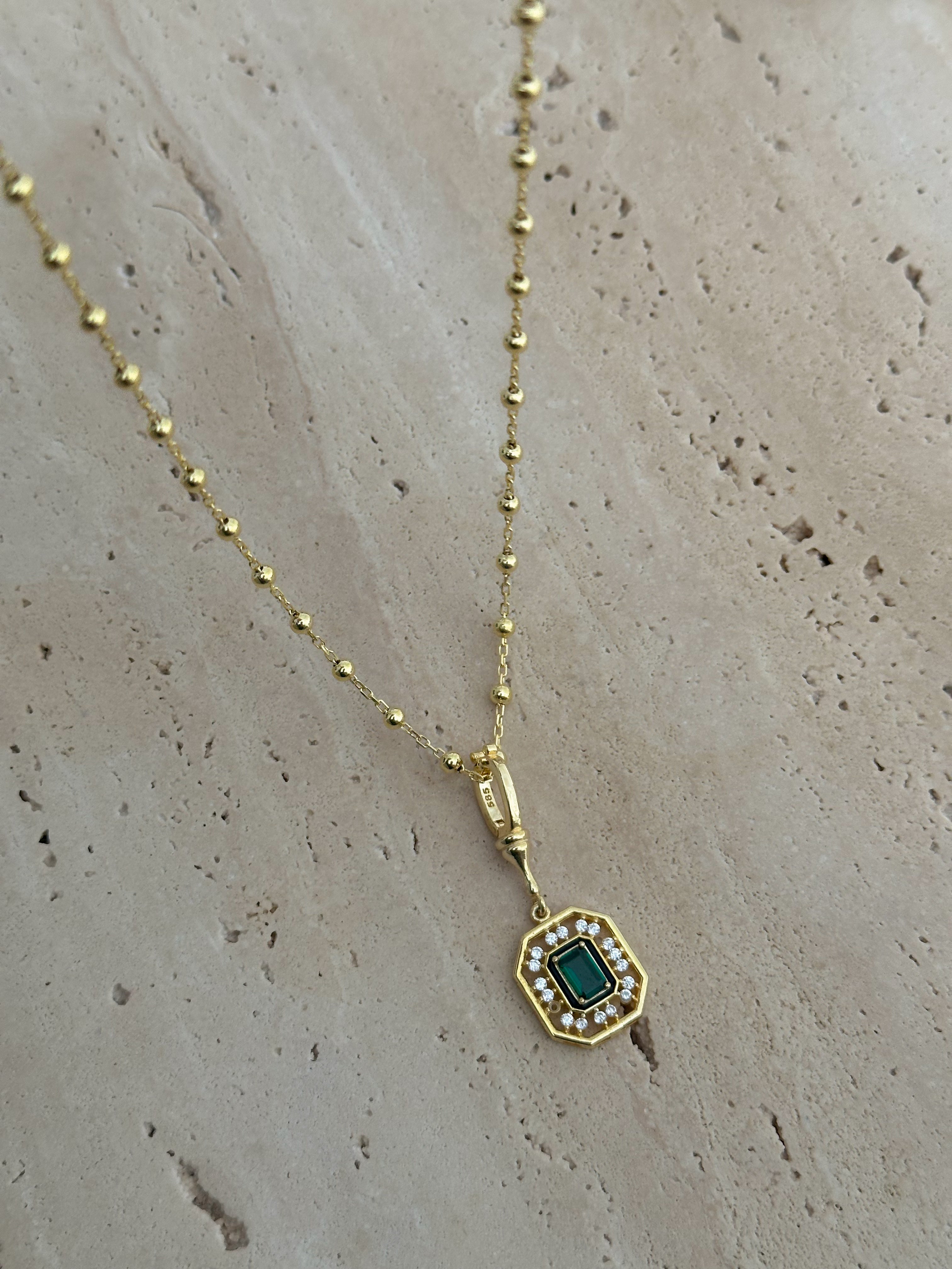 925 | Yeşil Taşlı Serenay Kolye