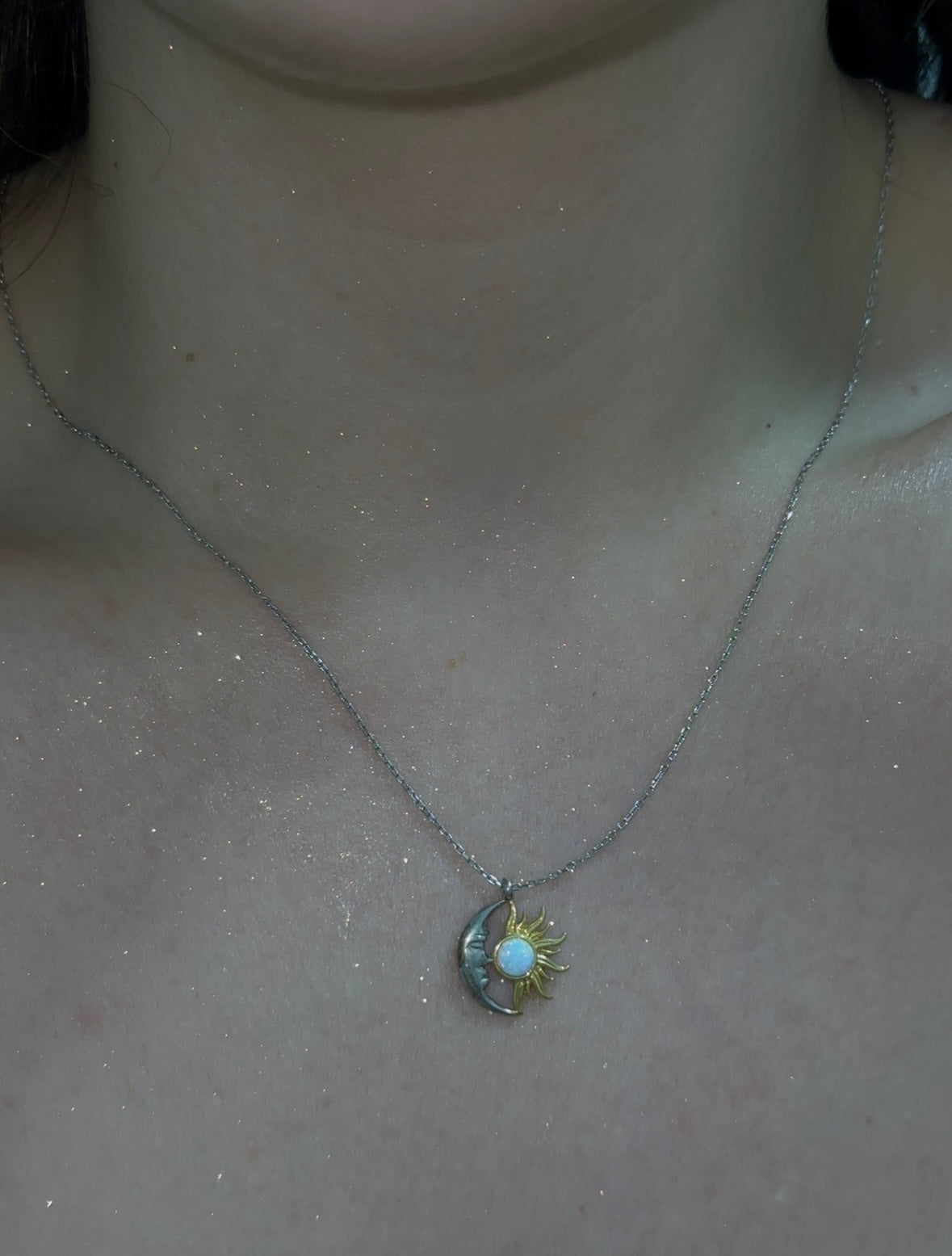 925 | Opal Taşlı Sun & Moon Kolye