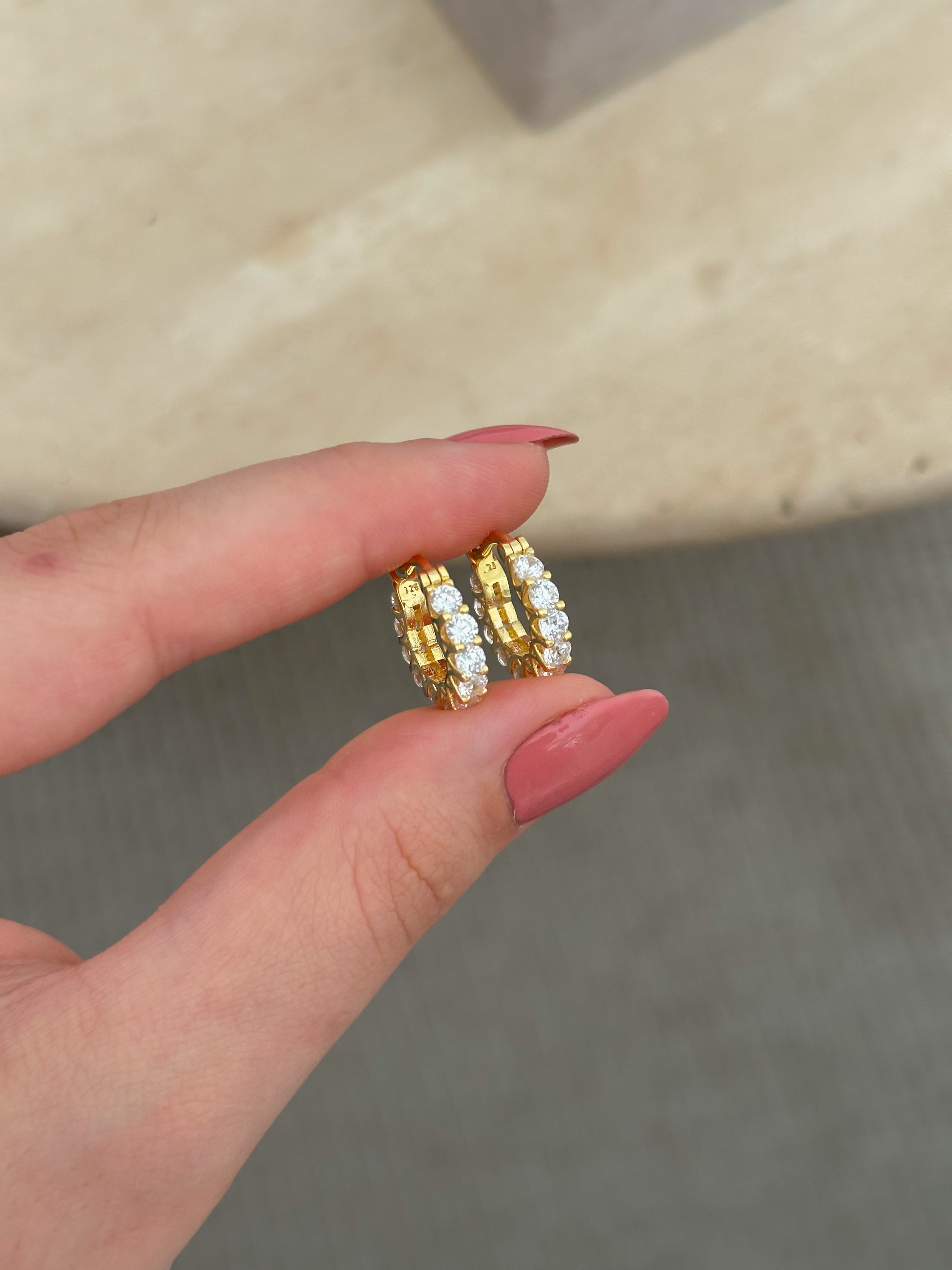 925 | Taşlı Mini Halka Küpe