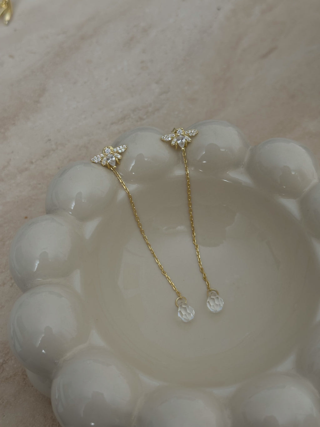 925 | Arılı Taş Sarkıt Küpe